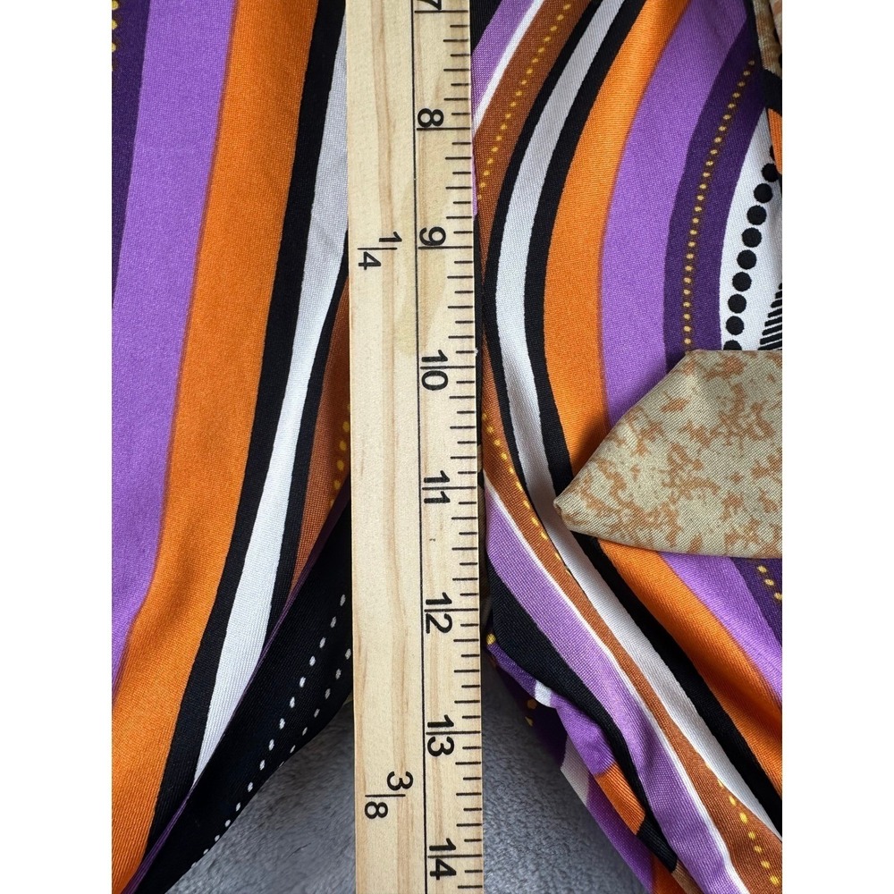 Robert Louis Wide Leg Pants XL Orange Purple Abstract Geometric Print Tie Waist - Picture 9 of 9